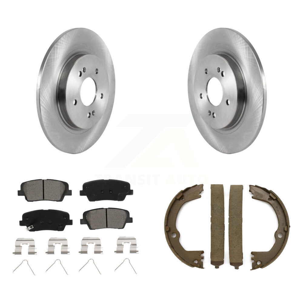 Rear Disc Rotors Semi-Metallic Pads And Parking Brake Shoes Kit For Hyundai Santa Fe K8S-105198