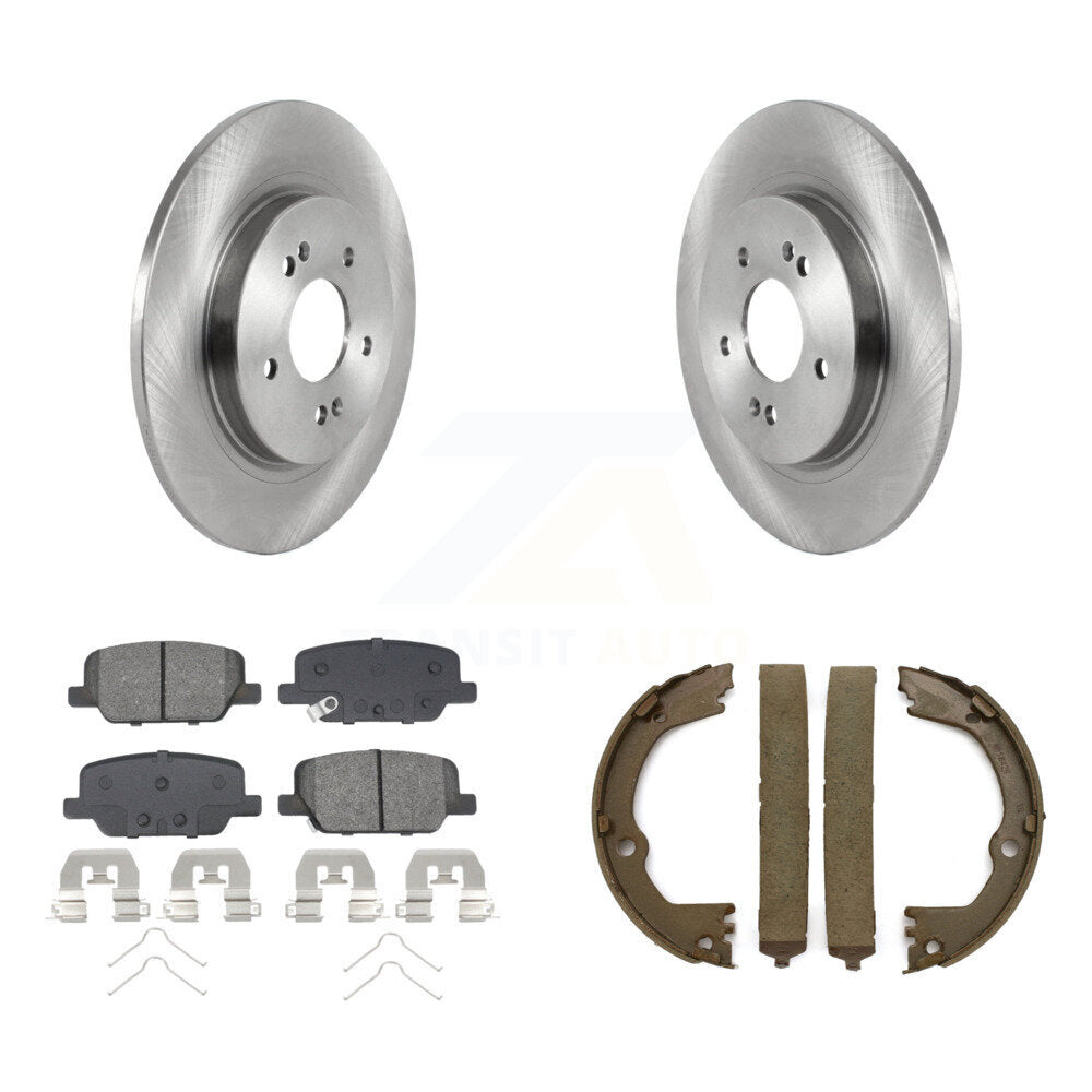 Rear Disc Rotors Semi-Metallic Pads And Parking Brake Shoes Kit For Hyundai Santa Fe K8S-105199