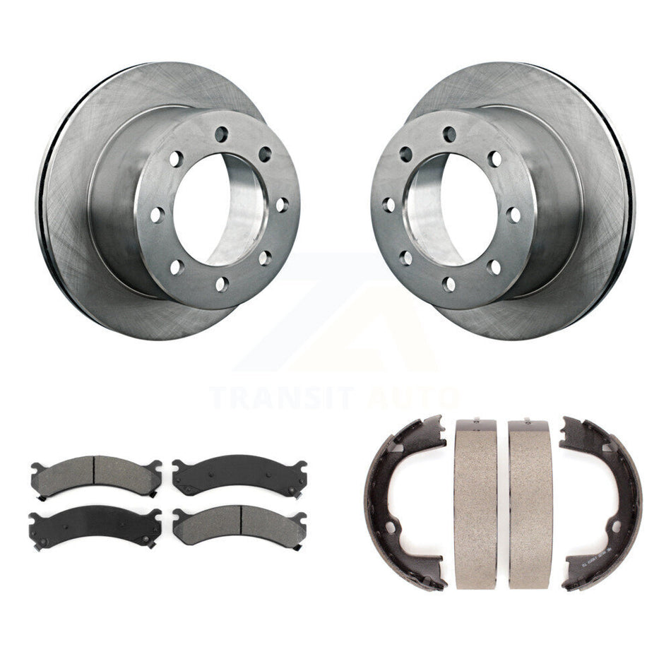 Rear Disc Rotors Semi-Metallic Pads & Parking Shoes Kit For GMC Sierra 3500 HD Chevrolet K8S-105200