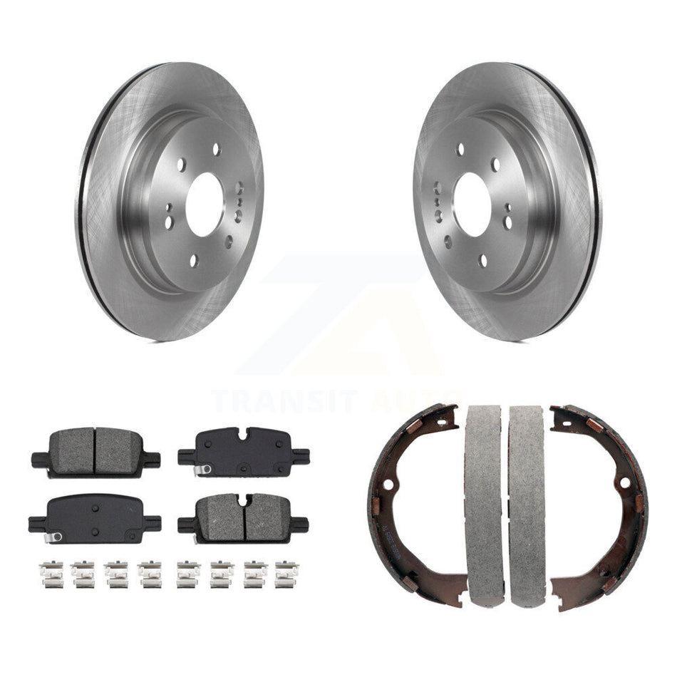 Rear Disc Rotors Semi-Metallic Pads And Parking Brake Shoes Kit For GMC Yukon XL K8S-105201