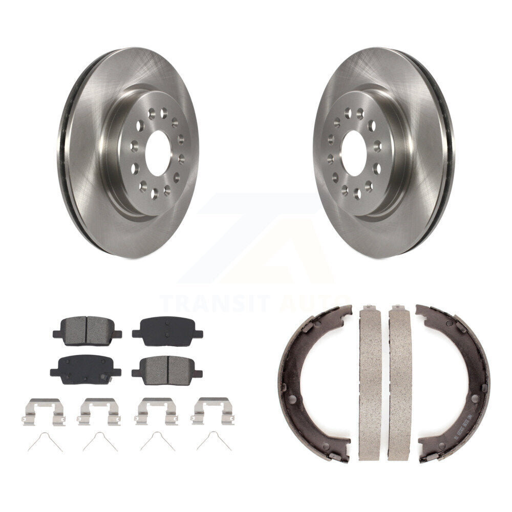 Rear Disc Rotors Semi-Metallic Pads And Parking Brake Shoes Kit For 2017 GMC Acadia K8S-105208