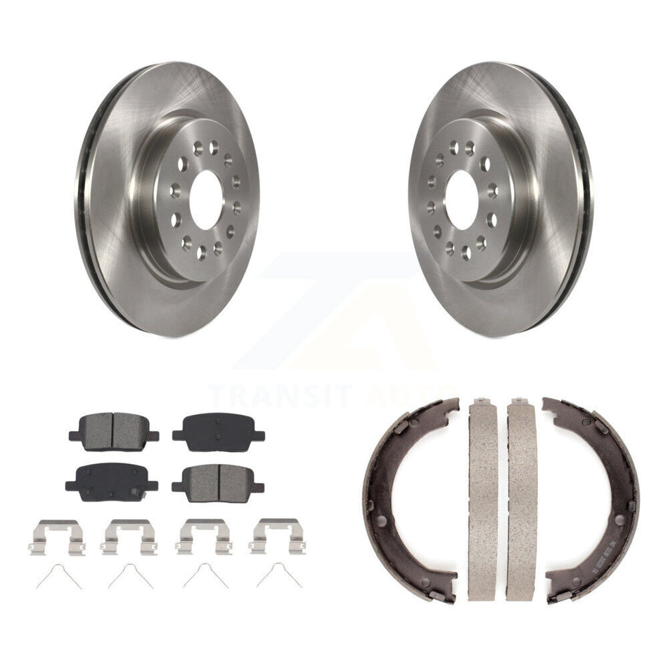 Rear Disc Rotors Semi-Metallic Pads And Parking Brake Shoes Kit For 2017 GMC Acadia K8S-105208