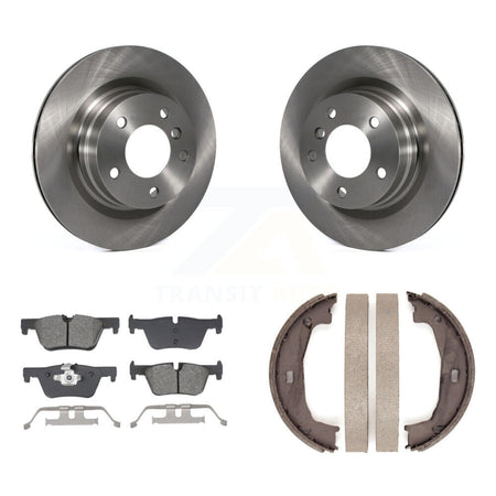 Rear Disc Rotors Semi-Metallic Pads And Parking Brake Shoes Kit For BMW 328i K8S-105210