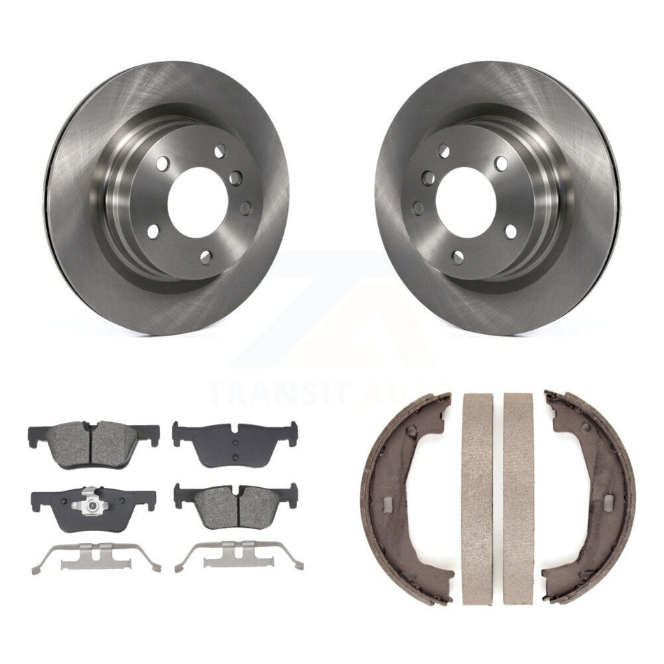 Rear Disc Rotors Semi-Metallic Pads And Parking Brake Shoes Kit For BMW 328i K8S-105210