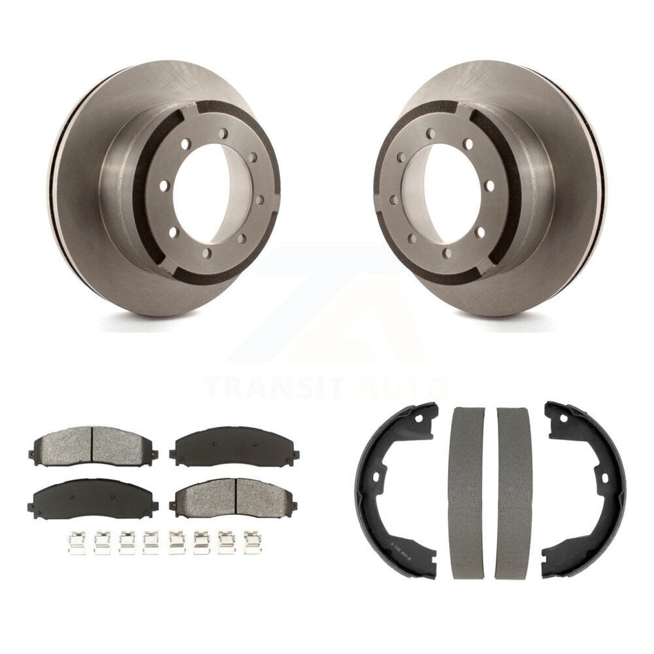 Rear Disc Rotors Semi-Metallic Pads And Parking Shoes Kit For Ford F-350 Super Duty F-250 K8S-105214