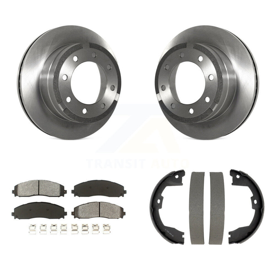 Rear Disc Rotors Semi-Metallic Pads And Parking Shoes Kit For Ford F-350 Super Duty F-250 K8S-105215