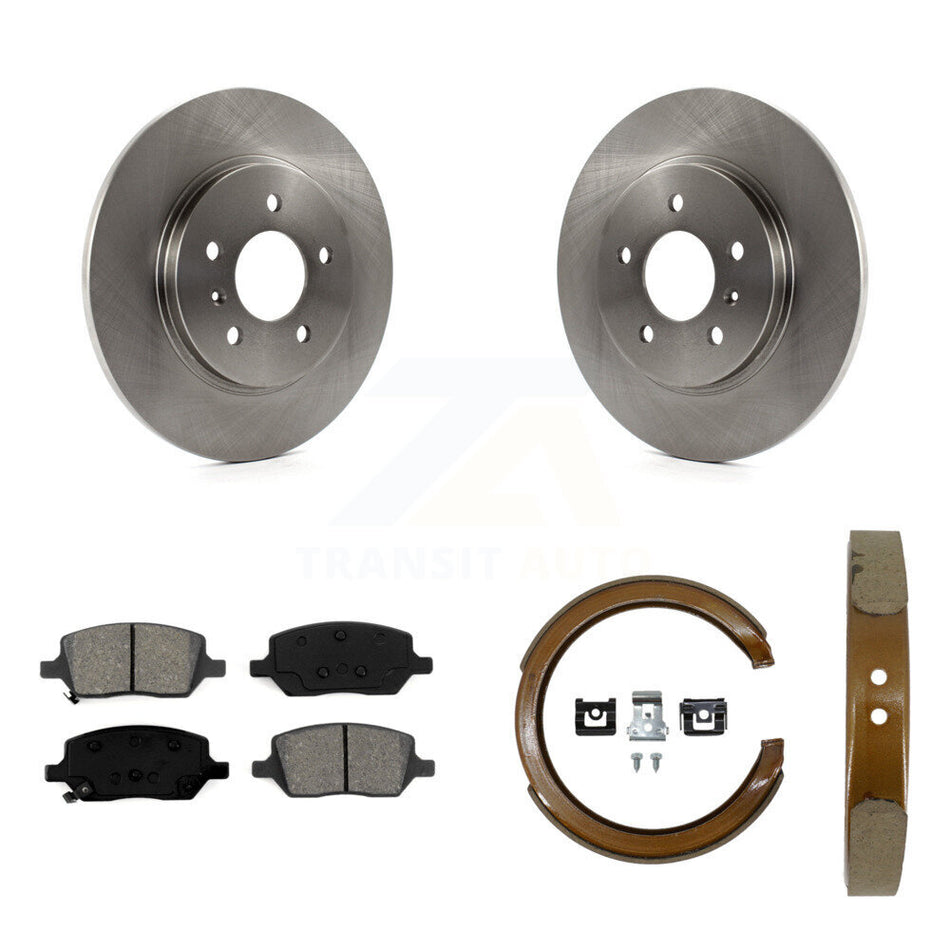 Rear Disc Rotors Semi-Metallic Pads Parking Shoes Kit For 05 Pontiac Montana SV6 with AWD K8S-105219