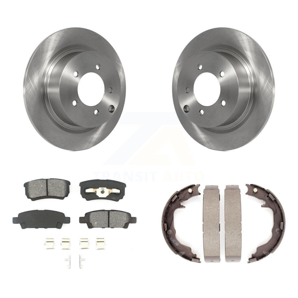 Rear Disc Rotors Semi-Metallic Pads And Parking Brake Shoes Kit For Jeep Patriot Compass K8S-105225