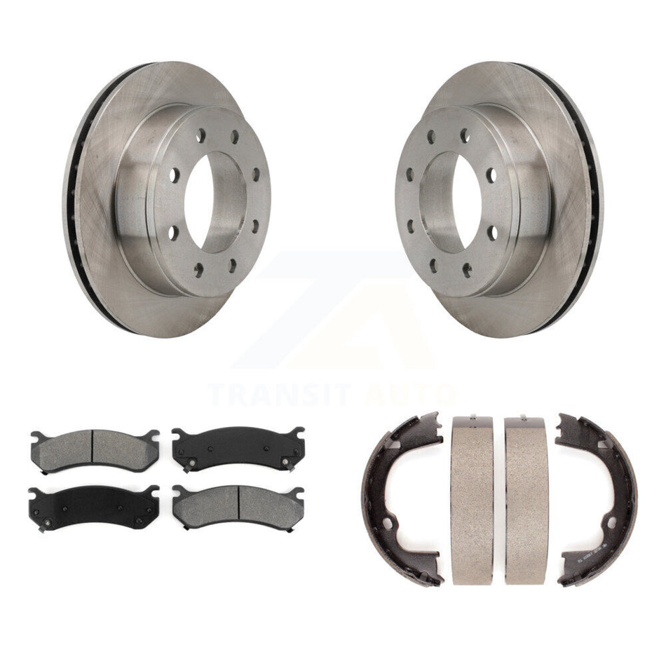 Rear Disc Rotors Semi-Metallic Pads And Parking Brake Shoes Kit For 2008-2009 Hummer H2 K8S-105227