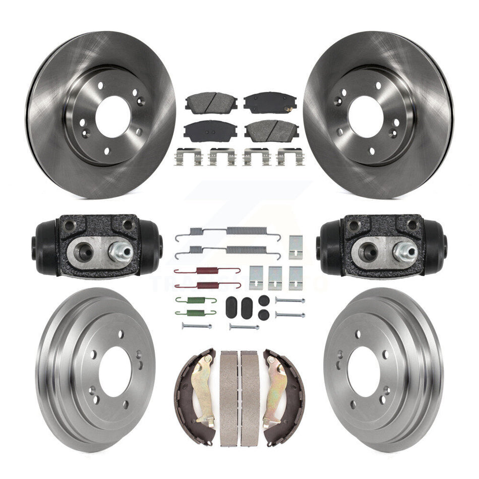 Front Rear Disc Brake Rotors Semi-Metallic Pad Drum Kit (9Pc) For 2020-2021 Hyundai Venue K8S-105237