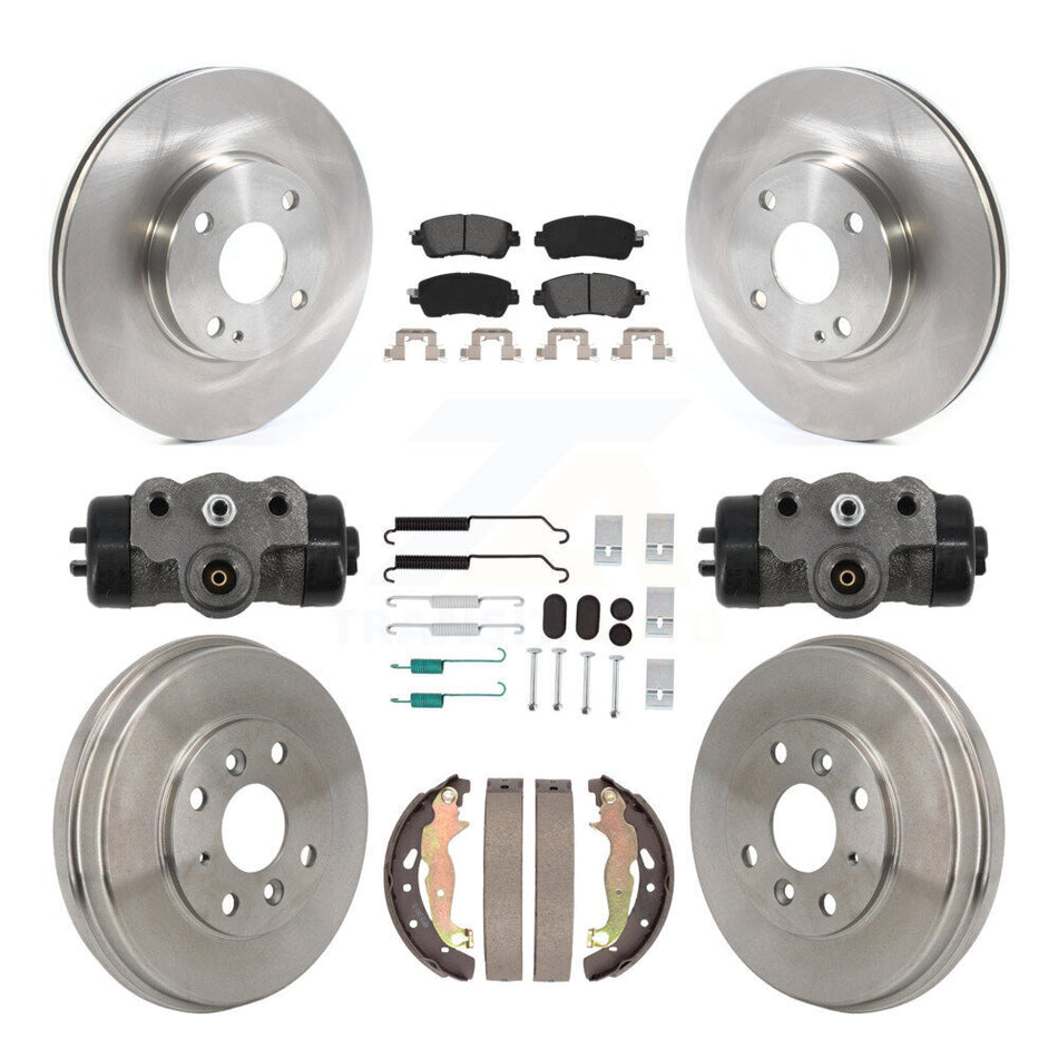 Front Rear Disc Brake Rotors Semi-Metallic Pad & Drum Kit (9Pc) For Toyota Yaris iA Scion K8S-105238