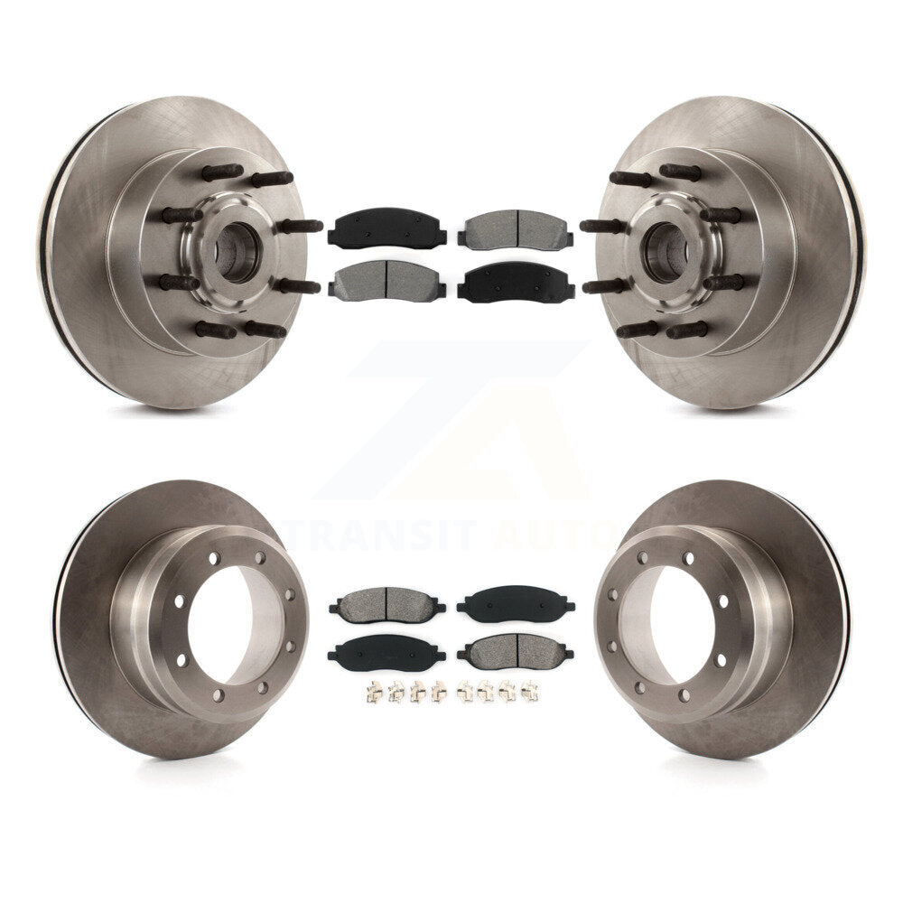 Front Rear Disc Brake Rotor Semi-Metallic Pad Kit For 2005-2007 Ford F-250 Super Duty RWD K8S-105240