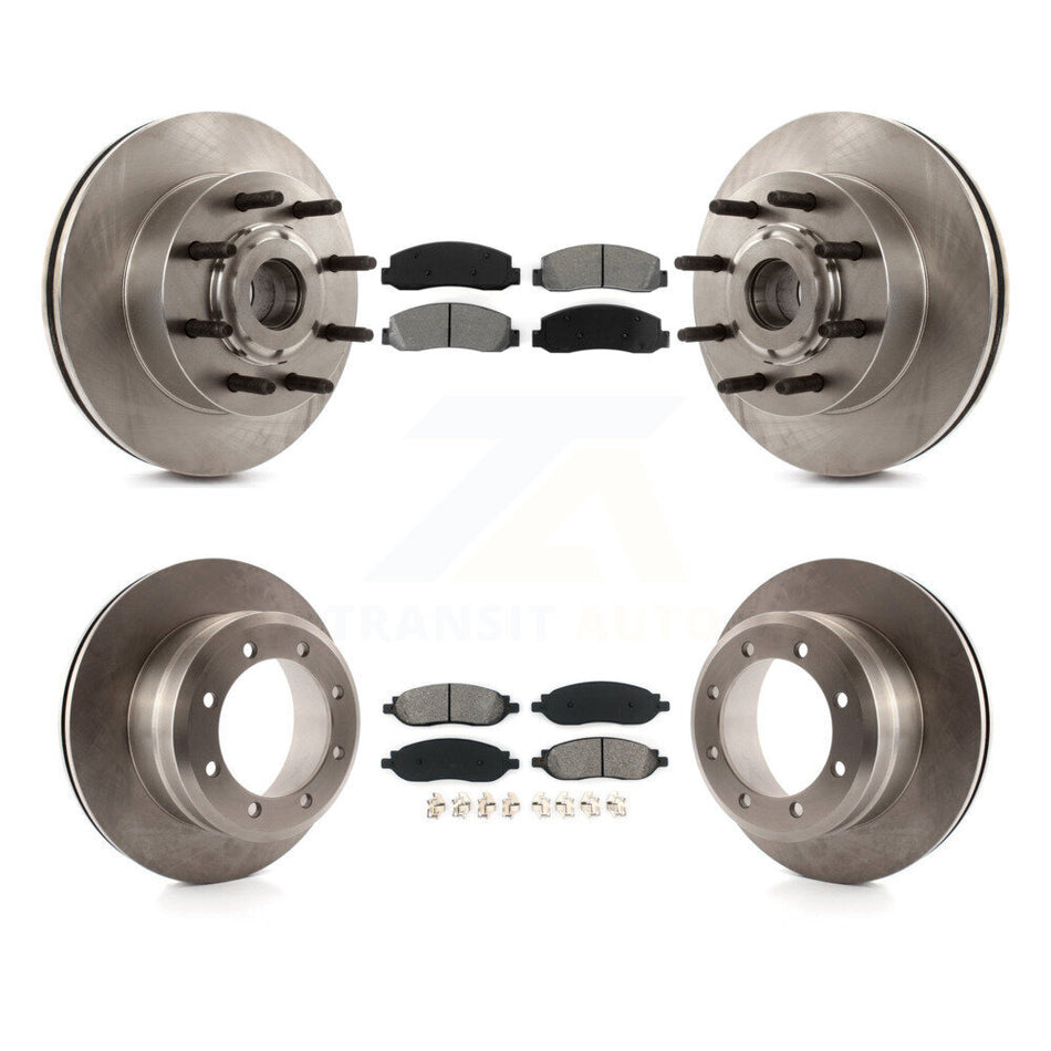 Front Rear Disc Brake Rotor Semi-Metallic Pad Kit For 2005-2007 Ford F-250 Super Duty RWD K8S-105240