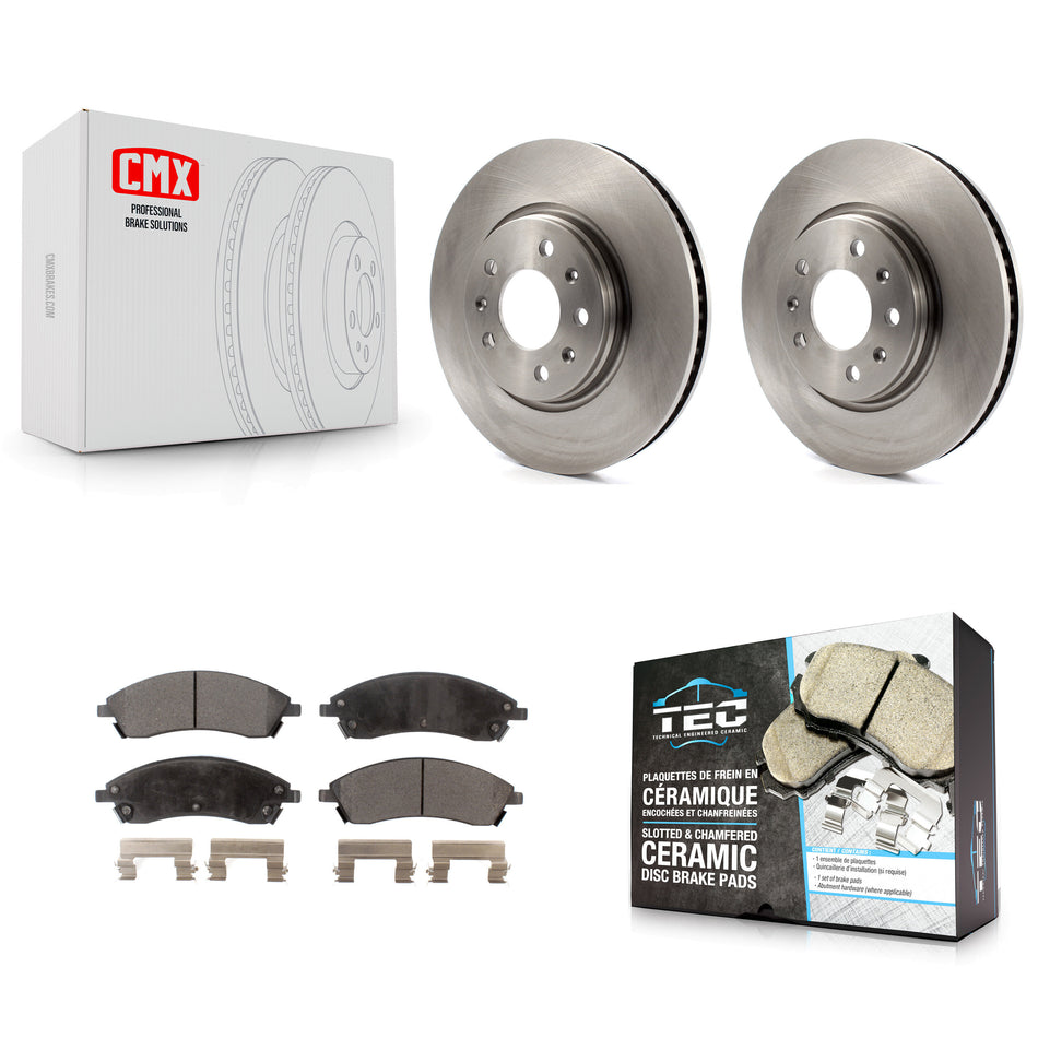 Front Disc Brake Rotors And Ceramic Pads Kit For 2006-2007 Cadillac CTS Base With Sport Suspension 303mm Diameter Rotor K8T-100030