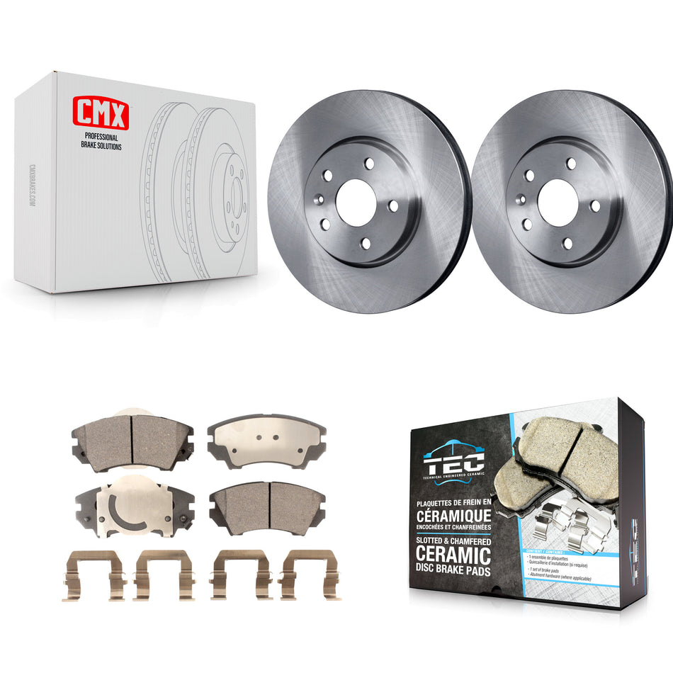 Front Disc Brake Rotors And Ceramic Pads Kit For 2010-2015 Chevrolet Camaro LT LS K8T-100076