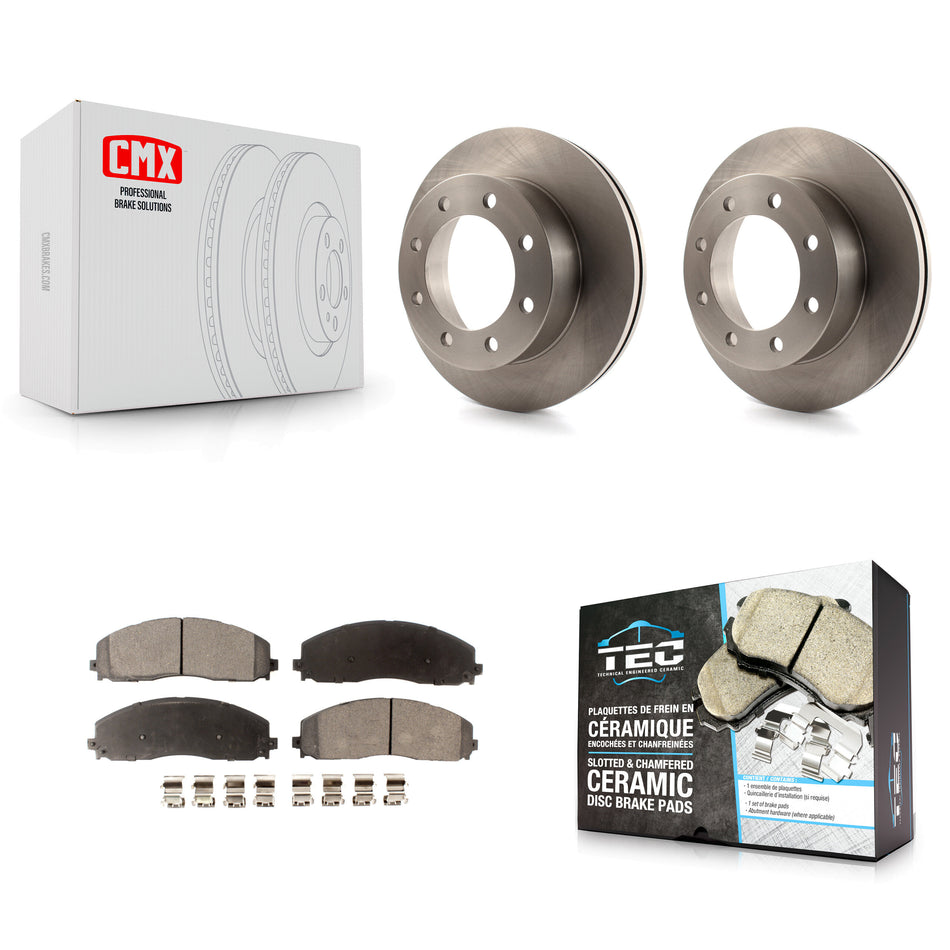 Front Disc Brake Rotors And Ceramic Pads Kit For 2013 Ford F-350 Super Duty 4WD With Dual Rear Wheels K8T-100147