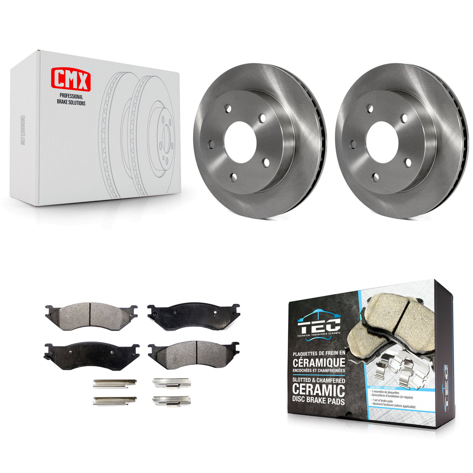 Front Disc Brake Rotors And Ceramic Pads Kit For 2000-2001 Dodge Ram 1500 RWD K8T-100200