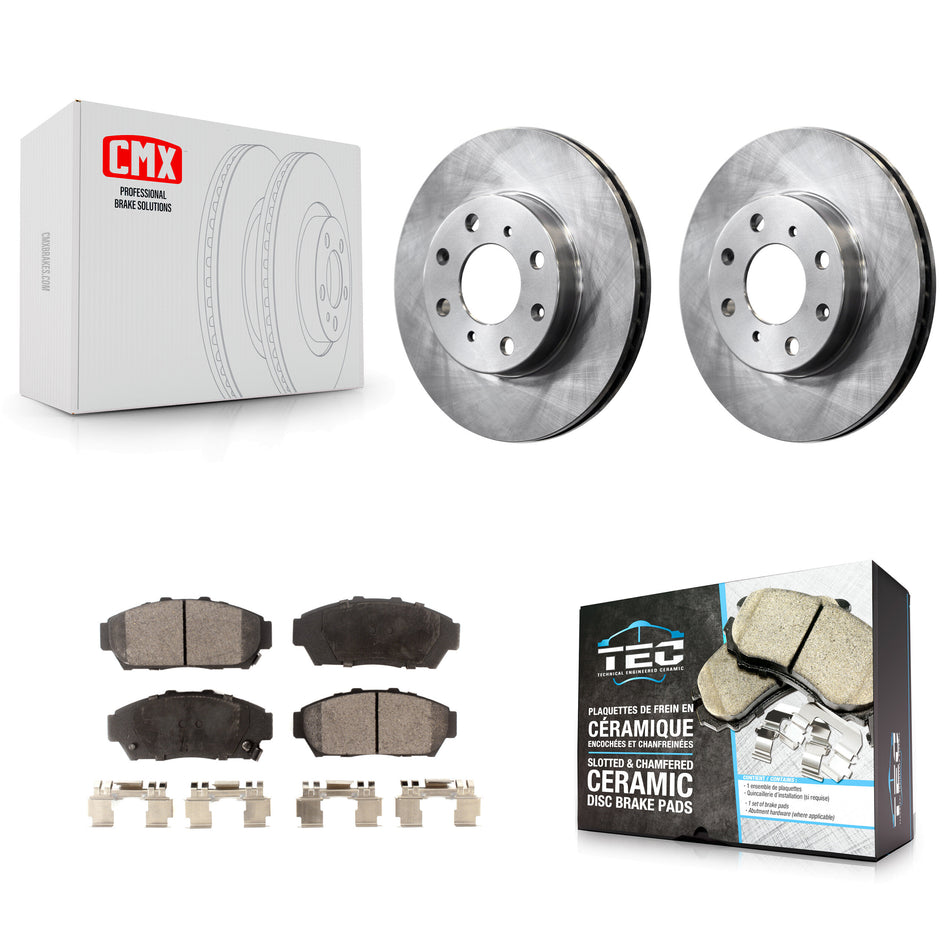 Front Disc Brake Rotors And Ceramic Pads Kit For 1994-1995 Honda Civic EX with Sedan Non-ABS K8T-100269