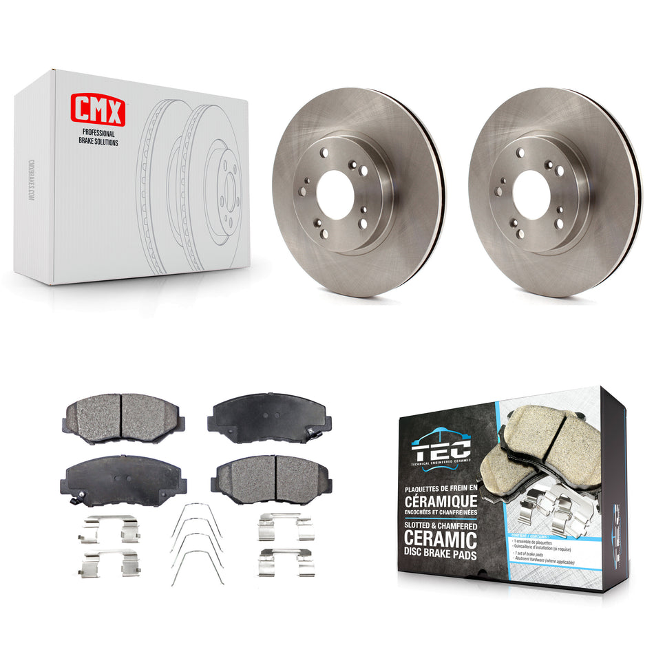 Front Disc Brake Rotors And Ceramic Pads Kit For 2002-2004 Honda CR-V K8T-100381