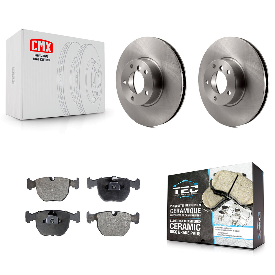 Front Disc Brake Rotors And Ceramic Pads Kit For BMW 530i 540i K8T-100396