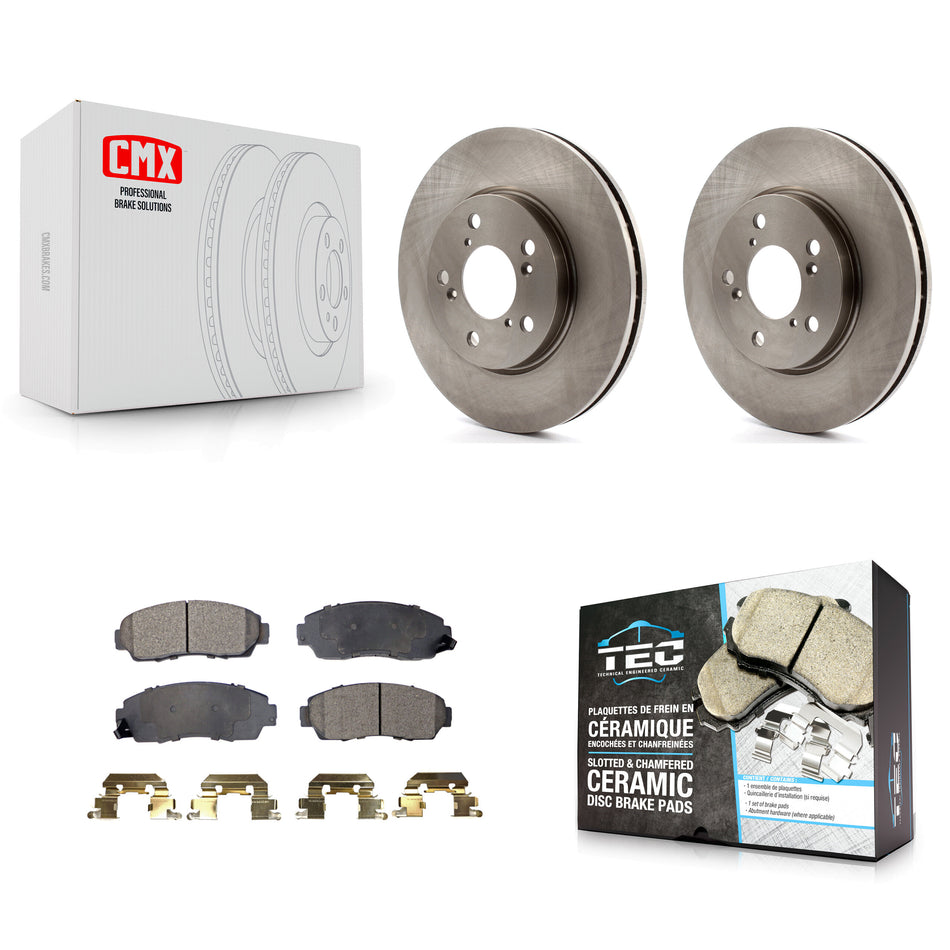 Front Disc Brake Rotors And Ceramic Pads Kit For 2005-2010 Honda Odyssey K8T-100437
