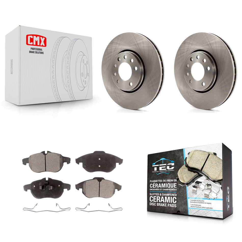 Front Disc Brake Rotors And Ceramic Pads Kit For Saab 9-3 With 302mm Diameter Rotor K8T-100451