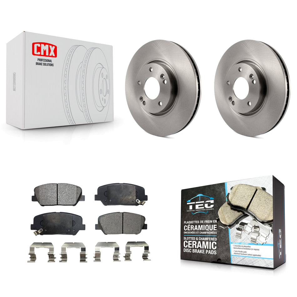 Front Disc Brake Rotors And Ceramic Pads Kit For Hyundai Veloster Kia Forte Koup K8T-100485