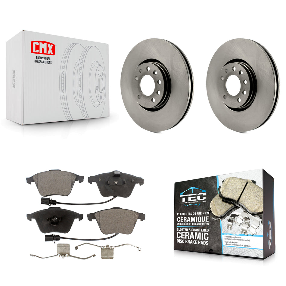 Front Disc Brake Rotors And Ceramic Pads Kit For 2010-2011 Saab 9-3X With 314mm Diameter Rotor K8T-100543