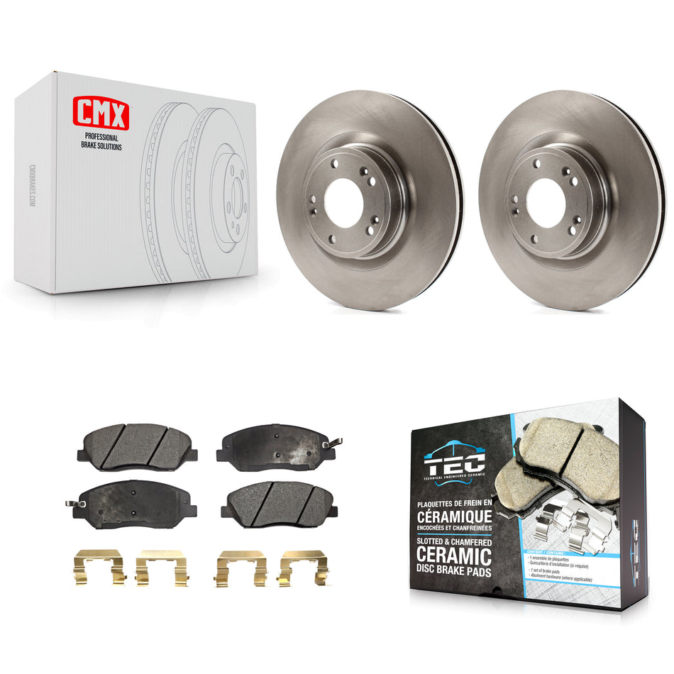 Front Disc Brake Rotors And Ceramic Pads Kit For 2009-2011 Hyundai Genesis 3.8L K8T-100590