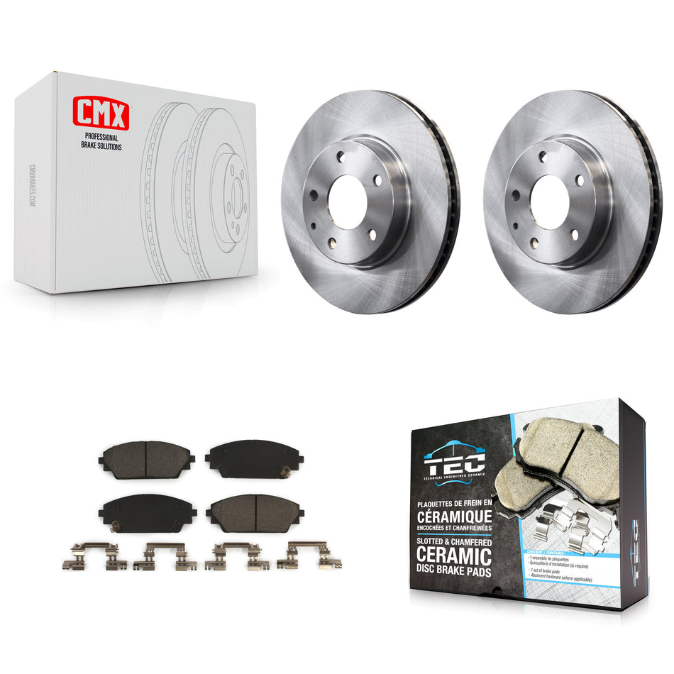 Front Disc Brake Rotors And Ceramic Pads Kit For 2016-2021 Mazda CX-3 FWD K8T-100677