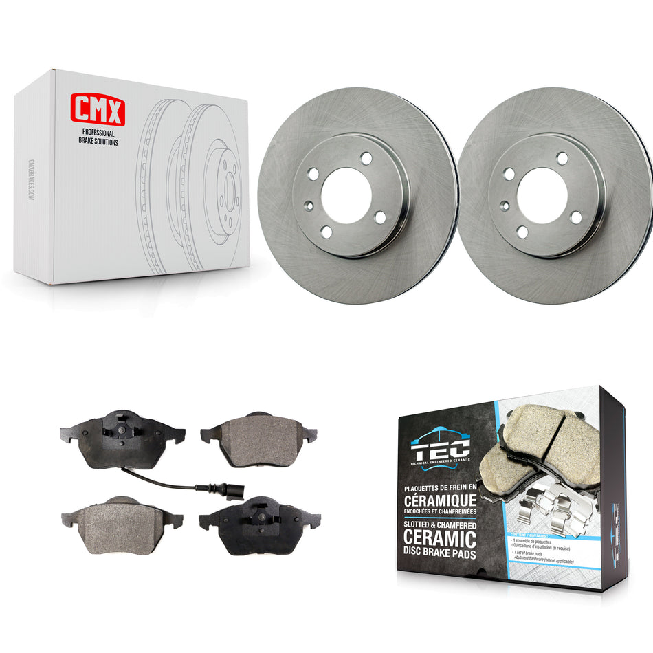 Front Disc Brake Rotors And Ceramic Pads Kit For 1996-1998 Volkswagen Jetta 2.8L With 256mm Diameter Rotor K8T-100695
