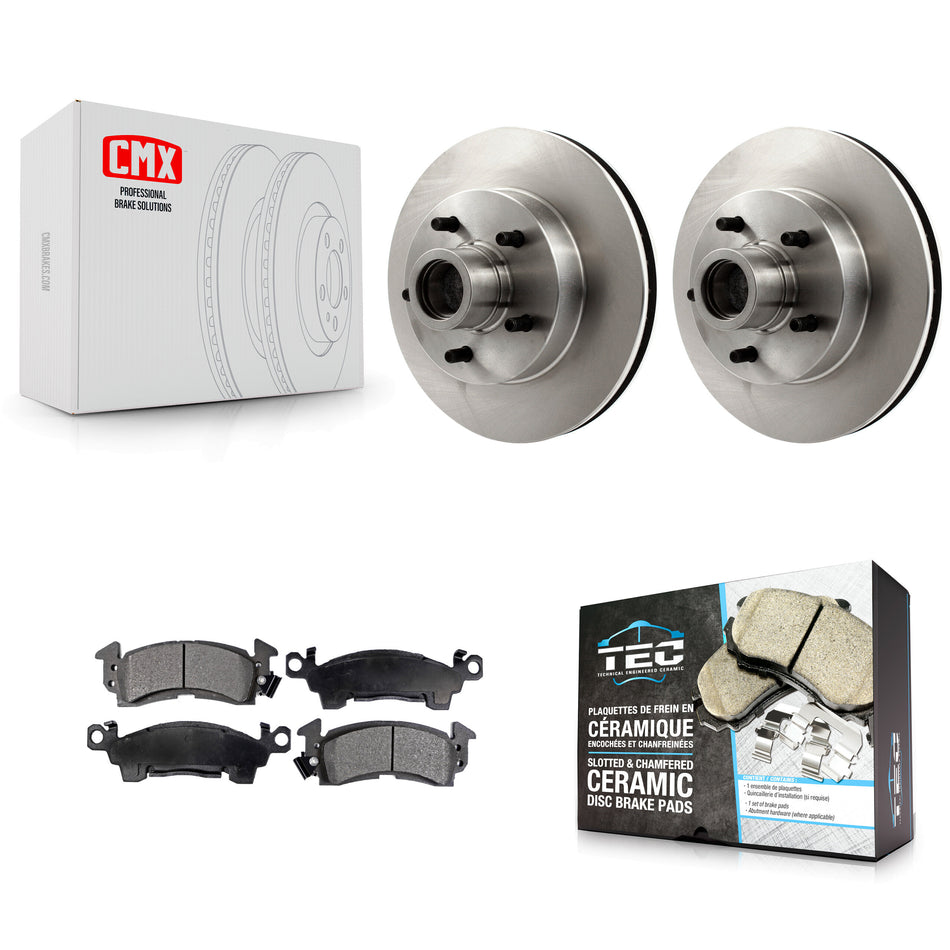 Front Brake Rotors & Ceramic Pad Kit For Chevrolet C10 G20 GMC Cadillac C1500 G2500 Fleetwood R10 Brougham K5 Blazer R1500 Suburban G10 DeVille G1500 Commercial Chassis Jimmy K8T-100704