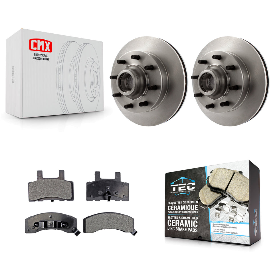 Front Disc Brake Rotors Hub Assembly And Ceramic Pads Kit For Chevrolet Tahoe GMC C2500 Express 3500 C3500 C1500 Suburban 2500 Savana Yukon K8T-100710