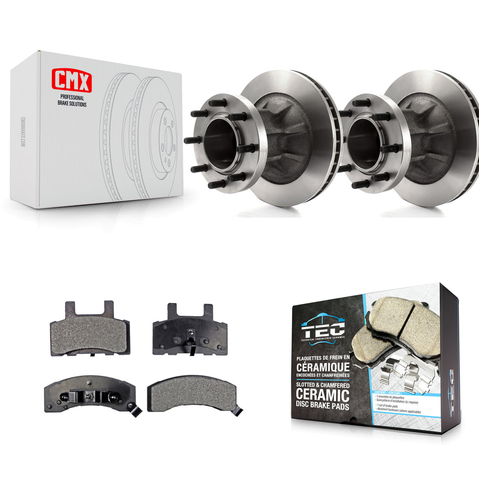 Front Disc Brake Rotors Hub Assembly And Ceramic Pads Kit For Chevrolet Express 3500 C3500 GMC Savana C35 K8T-100712