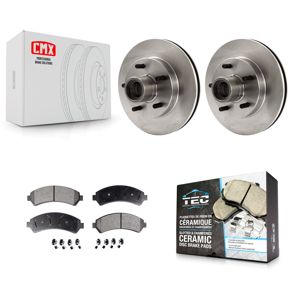 Front Disc Brake Rotors Hub Assembly And Ceramic Pads Kit For 2000 Chevrolet Blazer RWD K8T-100714