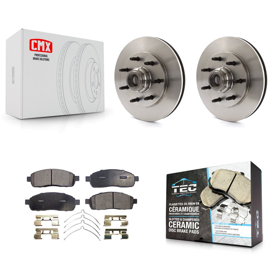 Front Disc Brake Rotors Hub Assembly And Ceramic Pads Kit For 2004 Ford F-150 RWD With 7 Lug Wheels 11th Digit Of Vin Is C K8T-100730