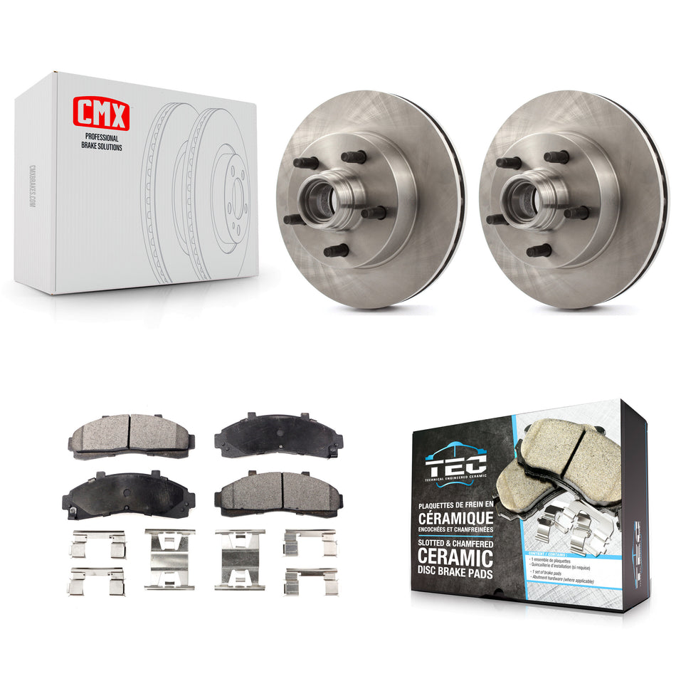 Front Disc Brake Rotors Hub Assembly And Ceramic Pads Kit For Ford Ranger Mazda B3000 B4000 B2300 K8T-100732