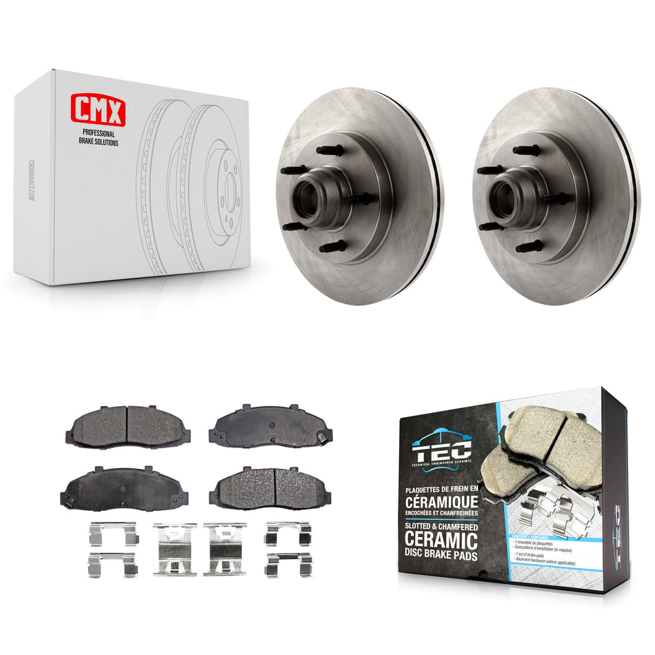 Front Disc Brake Rotors Hub Assembly And Ceramic Pads Kit For Ford F-150 K8T-100737