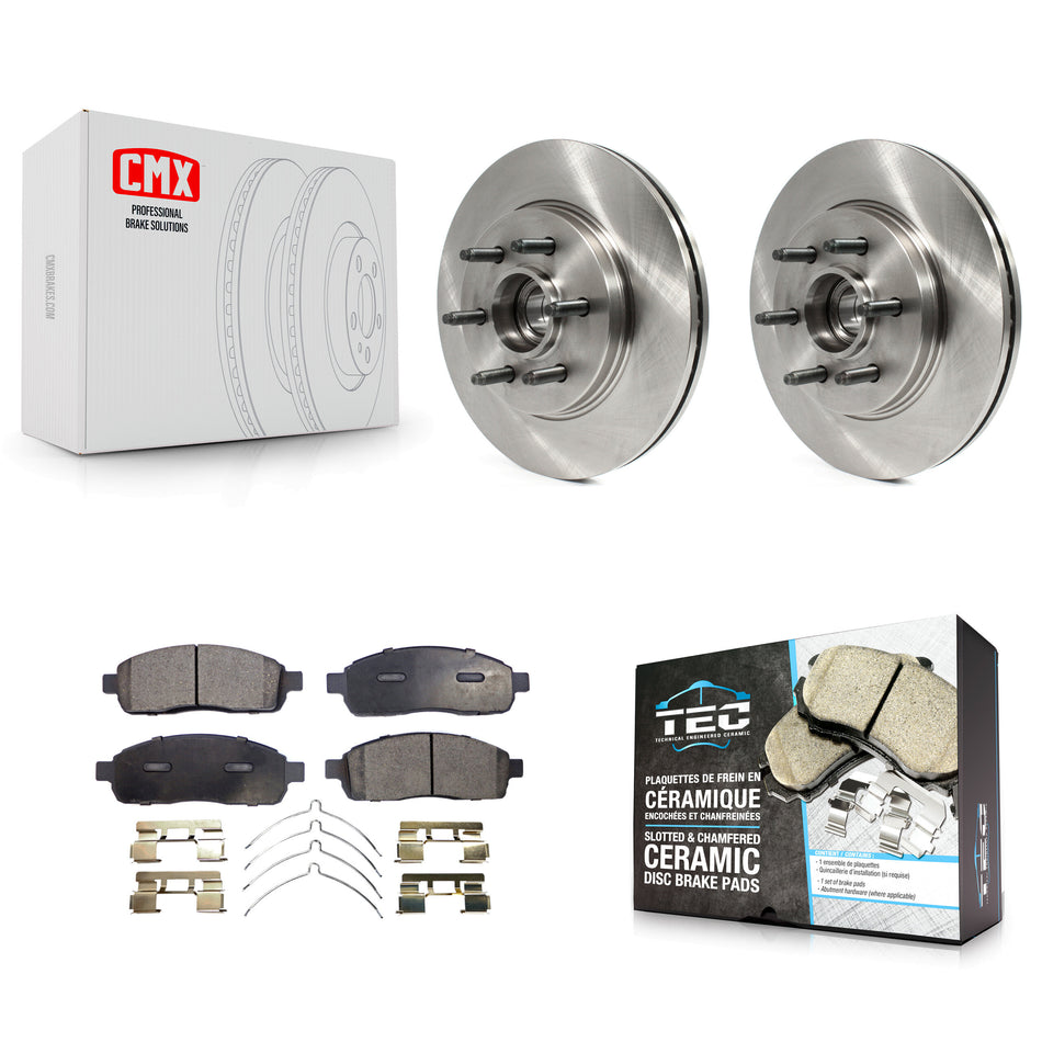 Front Disc Brake Rotors Hub Assembly And Ceramic Pads Kit For Ford F-150 Lincoln Mark LT With 6 Lug Wheels RWD K8T-100742