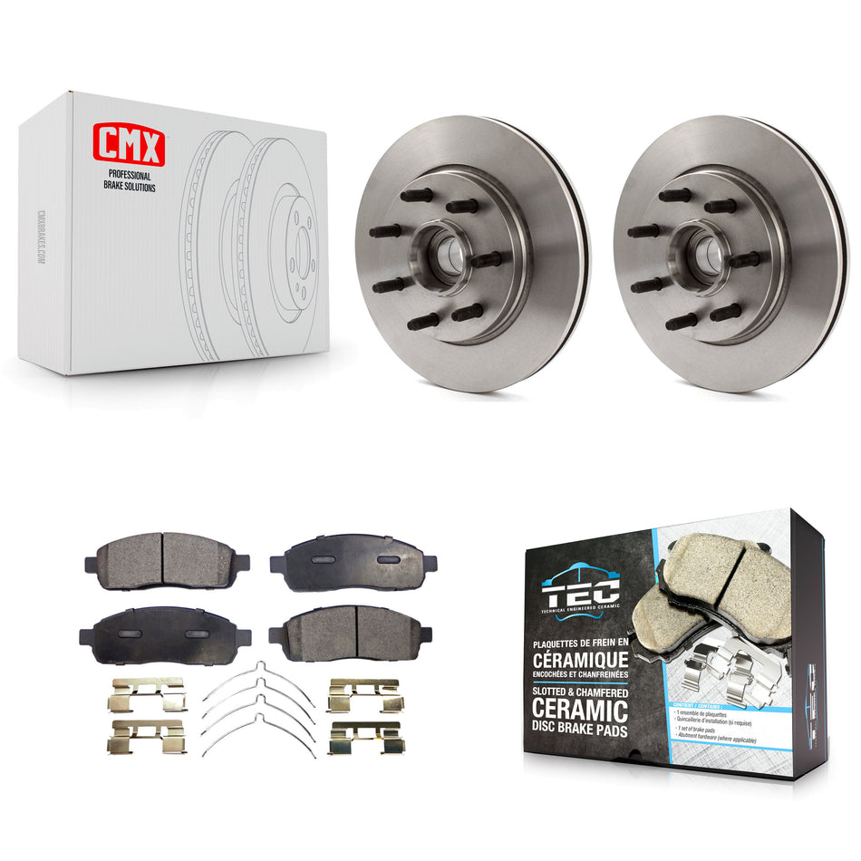 Front Disc Brake Rotors Hub Assembly And Ceramic Pads Kit For Ford F-150 Lincoln Mark LT RWD K8T-100743