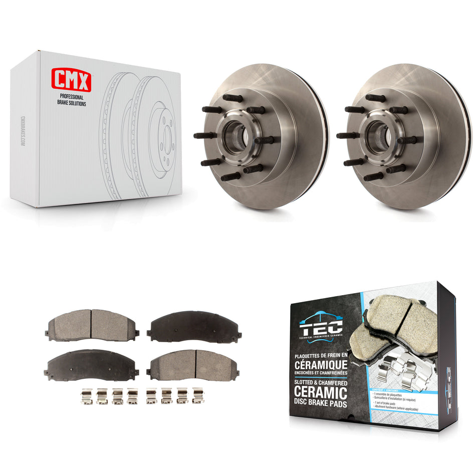 Front Disc Brake Rotors Hub Assembly And Ceramic Pads Kit For 2013-2013 Ford F-250 Super Duty F-350 K8T-100755