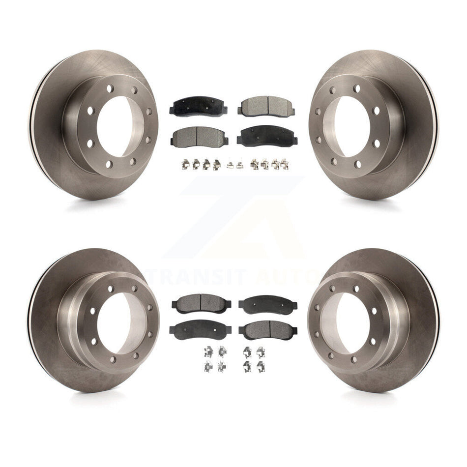 Front Rear Disc Brake Rotors And Ceramic Pads Kit For 2005-2007 Ford F-350 Super Duty 4WD With Dual Wheels K8T-100940
