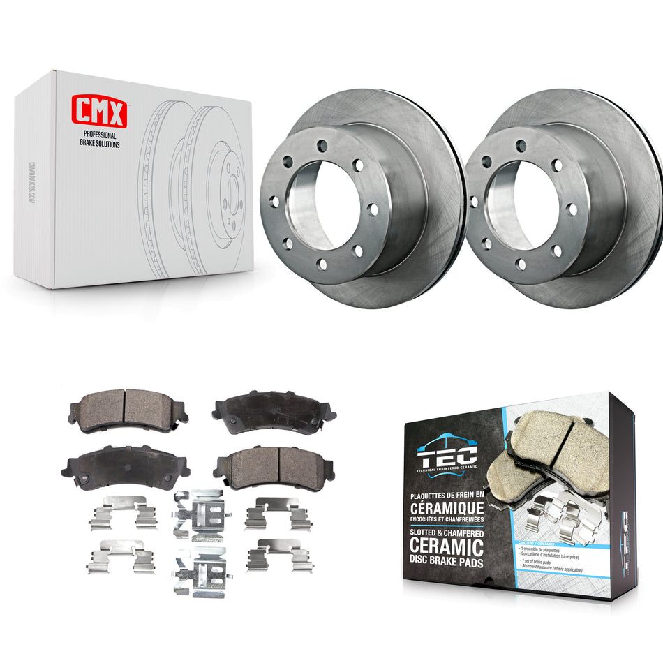 Rear Disc Brake Rotors And Ceramic Pads Kit For 2001-2001 Chevrolet Silverado 3500 GMC Sierra K8T-101640