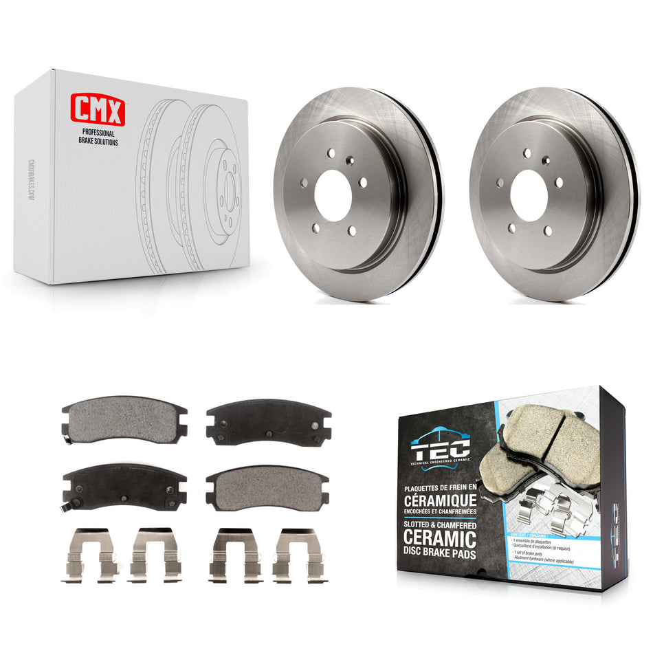 Rear Disc Brake Rotors And Ceramic Pads Kit For 2003-2004 Cadillac Seville With Vented Rotor K8T-101643