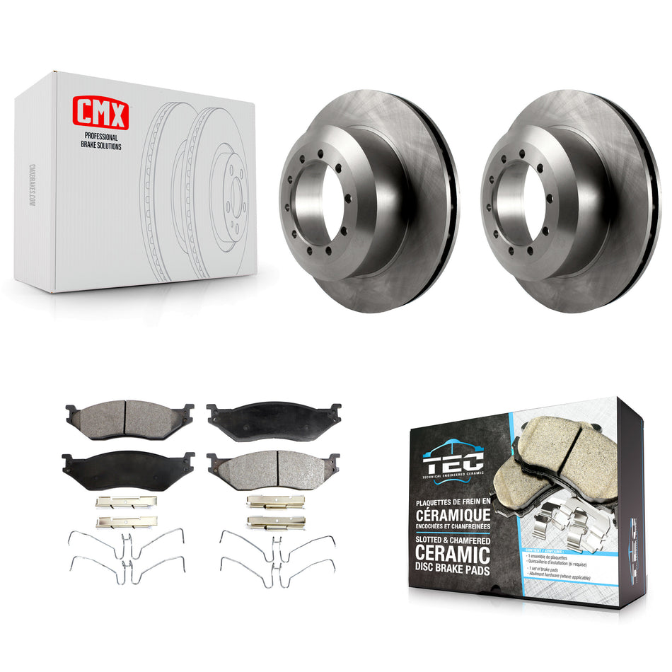 Rear Disc Brake Rotors And Ceramic Pads Kit For Ford F59 E-550 Super Duty F-550 F-450 F-53 Motorhome Chassis Econoline F-59 Commercial Stripped K8T-101703