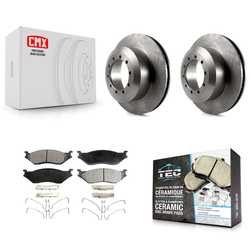 Rear Disc Brake Rotors And Ceramic Pads Kit For Ford F59 E-550 Super Duty F-550 F-450 F-53 Motorhome Chassis Econoline F-59 Commercial Stripped K8T-101703