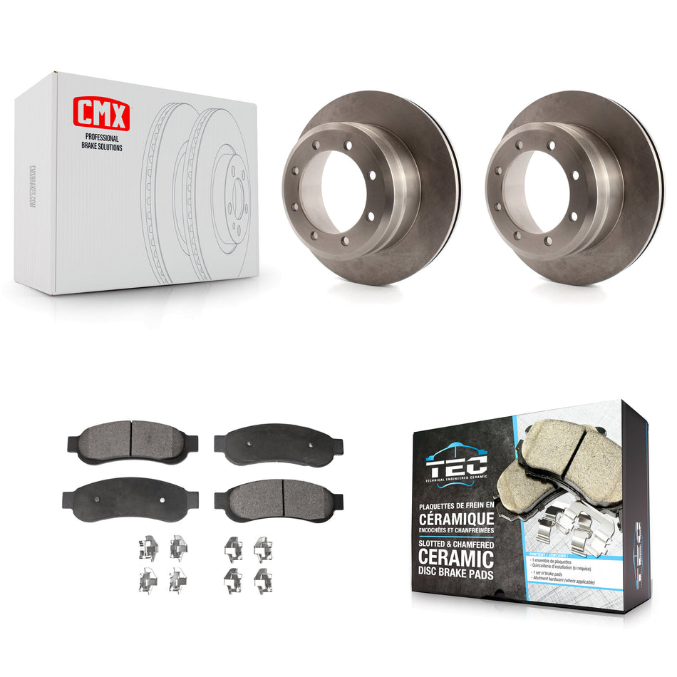 Rear Disc Brake Rotors And Ceramic Pads Kit For 2005-2007 Ford F-350 Super Duty With Dual Wheels K8T-101728