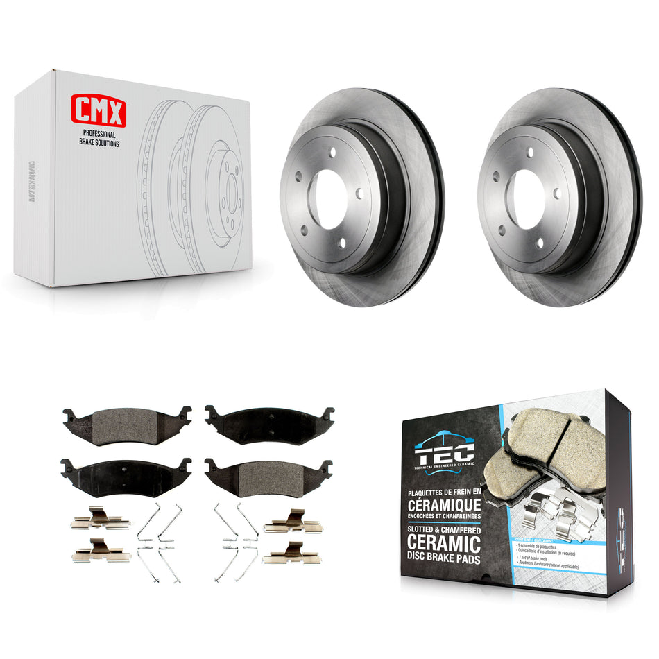 Rear Disc Brake Rotors And Ceramic Pads Kit For Ford E-150 Club Wagon Econoline K8T-101730