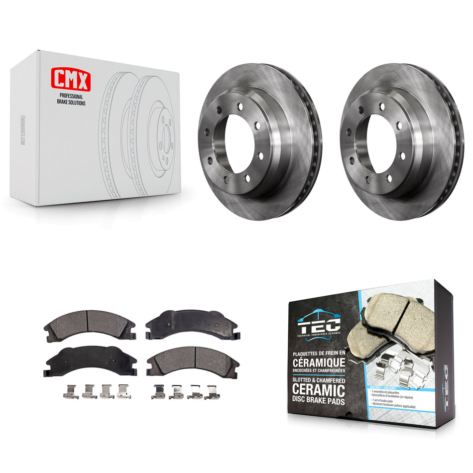 Rear Disc Brake Rotors And Ceramic Pads Kit For Ford E-350 Super Duty E-250 E-150 Econoline K8T-101740