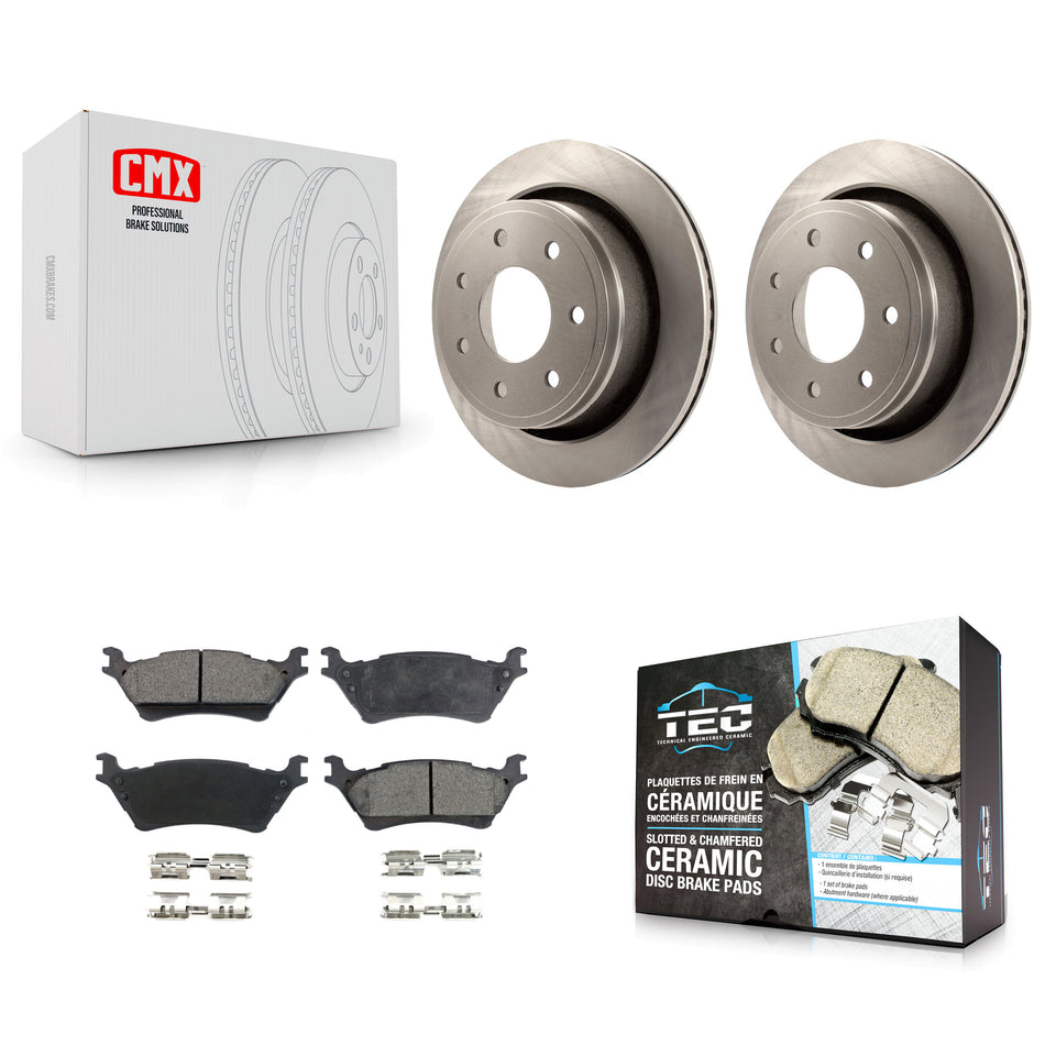 Rear Disc Brake Rotors And Ceramic Pads Kit For 2012-2014 Ford F-150 With 7 Lug Wheels K8T-101749